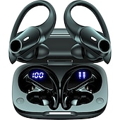 cheap TWS True Wireless Headphones-Wireless Earbuds Bluetooth Headphones 48hrs Play Back Sport Earphones with LED Display Over-Ear Buds with Earhooks Built-in Mic Headset for Workout