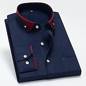 preiswerte Button-Down-Hemden für Herren-Herren Oberhemd Hemd Bügelfreies Hemd Kragenhemd Stretch Grafik-Drucke Hochzeit Outdoor Meeresblau Schwarz Weiß Wein Langarm Umlegekragen Frühling Herbst Bekleidung