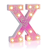 cheap Decorative Lights-LED Letter Lights Light Up Pink Letters Glitter Alphabet Letter Sign Battery Powered for Night Light Birthday Party Wedding Girls Gifts Home Bar Christmas Decoration Pink Letter