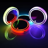 cheap Decorative Lights-Smart Luminous Water Coaster LED Car Cup Holder Lights 7 Colors Changing USB Charging Mat Waterproof Cup Pad Interior Atmosphere Lamp Decoration Light for Oktoberfest Car Accessories 1pc