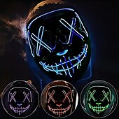 cheap Halloween 2024-Halloween Light Mask LED Full Face Mask  Clown Glow Mask For Children For Adult  For Party for Halloween