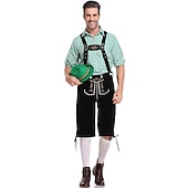 economico pantaloni di pelle-Birra Oktoberfest Costume Lederhosen Camicia Cappello alpino Bavarese Bavarese Tedesco Monaco di Baviera Prati Per uomo Panno in stile tradizionale Blusa Shorts Cappello