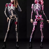 cheap Women&#039;s Costumes-Skeleton Skull Carnival Costume Full Body Suit Zentai Suits Party Costume Bodysuits Adults&#039; Women&#039;s One Piece Scary Costume Performance Party Carnival Masquerade Mardi Gras Easy Carnival Costume