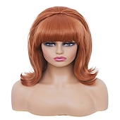 economico Parrucche storiche-Parrucca Corto Marrone Misto con Frangia Retro Bouffant Parrucche a Nido d&#039;Api adatta per Costume Anni &#039;80 o Festa di Carnevale Parrucche di Halloween