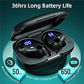 cheap TWS True Wireless Headphones-Wireless Earbuds Bluetooth Headphones 48hrs Play Back Sport Earphones with LED Display Over-Ear Buds with Earhooks Built-in Mic Headset for Workout