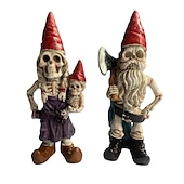 levne Halloweenové závěsné a stolní dekorace-2ks halloweenská kostra skřítci pryskyřice zombie skřítci sochy kostra trpasličí ornament hrůza lebka elf trpasličí figurky na trávník před verandu halloween dekorace stolní dekorace