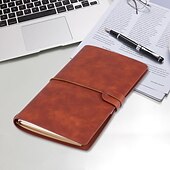 cheap Notebooks &amp; Planners-Classic Retro PU Leather Travel Notebook Personalized Journal Spiral Ring Binder Diary Notepad, Back to School Gift