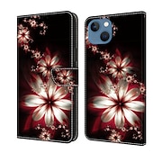 お買い得  iPhone用ケース-電話 ケース 用途 iPhone 16 iPhone15 iPhone 14 13 12 11 Pro Max Plus Mini ウォレットカードケース フリップカバー スタンド付き 磁石バックル カード挿入口 バタフライ フラワー 花 TPU PUレザー