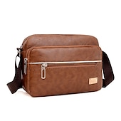 levne Pánské tašky-Pánské Crossbody kabelka Taška přes rameno Aktovka Messenger taška PU kůže Venkovní Denní Zip Velká kapacita Lehká váha Odolné Pevná barva Tmavěhnědá Žlutá hnědá Černá