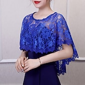 cheap Cape-Women&#039;s Wrap Cape Vintage Elegant Sleeveless Polyester Wedding Wraps With Lace For Wedding Summer