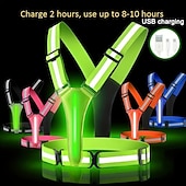 levne Dekorativní světla-USB dobíjecí LED reflexní vesta – vysoce viditelné bezpečnostní vybavení pro karnevalový běh, cyklistiku, chůzi a noční sporty