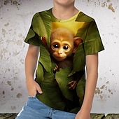 tanie 3D zwierzęta dla chłopca-Dla chłopców 3D Graficzny Zwierzę Kreskówki Podkoszulek T-shirt Krótki rękaw Druk 3D Lato Wiosna Aktywny Sport Moda Dzieci 3-12 lat Na zewnątrz Codzienny Regularny
