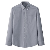 billiga oxfordskjortor för män-Herr Skjorta Button Down skjorta Icke-järnskjorta Oxford skjorta Pläd / Randig / Chevron Bröllop Kontor &amp; Karriär Svart Rubinrött Blå Långärmad Tröjkrage Alla årstider Kläder Mönster