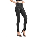  Damen Jeans Hosen Hose Jeggings Gemütliche Leggings Mode Streetwear Volle Länge Hohe Taille Einfach Tasche Elastischer Bund Atmungsaktivität Außenbereich Bequem Mikroelastisch Täglich Urlaub Straße