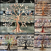 abordables decoración de pared de metal-Árbol de metal para decoración de pared, árbol de la vida, arte de pared de metal, pájaro, adorno para el hogar, dormitorio, sala de estar, decoración de ventanas