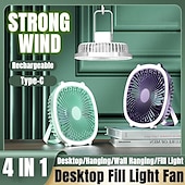 cheap Fans-Mini Eight-Claw Clip Fan – USB Rechargeable Portable Luminous Fan, Hangable and Bendable Design with Three Wind Shields