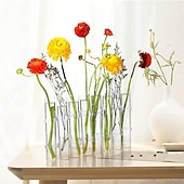 お買い得  花瓶＆バスケット-ヒンジ付き花瓶、折りたたみ式花瓶セット、ヒンジ付きデザインの折りたたみ式花瓶、形状変更可能な DIY クリスタルガラス試験管、6/8 試験管と S 字フック付き