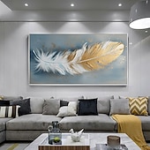 cheap Still Life Paintings-Handmade Oil Painting Canvas Wall Art Decor Original Feather Painting for Home Decor With Stretched Frame/Without Inner Frame Painting