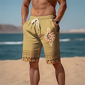 baratos shorts de suor 3d masculino-Homens Estampas Abstratas Geometria Shorts de praia Shorts Terry Cintura Média Vintage Estilo Étnico Retro Vintage Diário Feriado Streetwear Com Cordão Cintura elástica Impressão 3D Designer Roupa