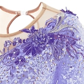 economico Abiti da Pattinaggio Artistico-Vestito da pattinaggio artistico Per donna Da ragazza Pattinaggio sul ghiaccio Vestiti Completi Lilla Nero Bianco Collage Retato Elastene Di pizzo Elevata elasticità Competizione Vestiti da