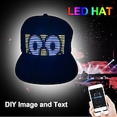 billige Originale gadgets-programmerbar kreativ rgb led lue bluetooth skinnende caps mobil app kontroll redigering ord hip hop elektronisk rekvisitt for halloween