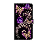 お買い得  iPhone用ケース-電話 ケース 用途 iPhone 16 iPhone15 iPhone 14 13 12 11 Pro Max Plus Mini ウォレットカードケース フリップカバー スタンド付き 磁石バックル カード挿入口 バタフライ フラワー 花 TPU PUレザー