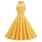 olcso Ruhák-Retró 1950-es Rockabilly A-Line ruha Swing ruha Pánt Pöttyös Női Álarcos mulatság Alkalmi / Napi Lánybúcsú Felnőttek Ruha Hazatérő ruhák Tavaszi nyár