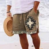 baratos Feriado-Homens Estampas Abstratas Geometria Calção Justo de Natação Shorts de Natação Bermuda de Surf Cintura Média Vintage Estilo Étnico Retro Vintage Casual Diário Feriado Zíper Bolsos Cintura elástica