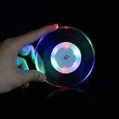 cheap Decorative Lights-LED Cocktail Coaster Round Ultra-Thin LED Drink Coaster Luminous Coaster Non-Slip &amp; Waterproof Transparent Beer Beverage Coasters for Club Party Wedding Christmas 1pc