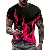 economico cranio e ossa-Per uomo Pop art Fiamma maglietta Manica corta maglietta Stampa 3D Girocollo Camicia Vintage Di tendenza Originale Esterno Giornaliero Sport Giallo Blu Rosso Primavera estate Abbigliamento S M L XL