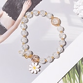 abordables Bracelets et bracelets rigides-Bracelet de perles Femme Classique Fleur Mode Le style mignon Personnalisé Elégant Bracelet Bijoux Blanche Jaune Rose Claire Rond pour Soirée sport Vacances Rendez-vous Festival