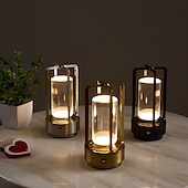economico Lampade da tavolo-Lampada da tavolo a led senza fili Lampada da scrivania in metallo da bar retrò Ricaricabile Touch Dimmer Luce notturna Ristorante Camera da letto Arredamento per la casa all&#039;aperto