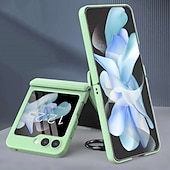 cheap Samsung Cases-Phone Case For Samsung Galaxy Z Flip 7 Z Flip 5 Back Cover Portable with Stand Holder with Screen Protector Solid Color Tempered Glass PC