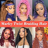 cheap Crochet Hair-Marley Hair 10 Inch 7 Packs Pre Separated Springy Afro Twist Hair Marley Twist Braiding Hair for Faux Locs Crochet Hair Pre Fluffed Spring Twist Hair Synthetic Hair Extensions