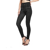  Damen Jeans Hosen Hose Jeggings Gemütliche Leggings Mode Streetwear Volle Länge Hohe Taille Einfach Tasche Elastischer Bund Atmungsaktivität Außenbereich Bequem Mikroelastisch Täglich Urlaub Straße