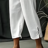 baratos Feriado-Homens Calças de linho Calça verão Calças Cropped Calças de praia Com Cordão Cintura elástica Tecido Conforto Respirável Comprimento da panturrilha Casual Diário Feriado Moda Estilo Clássico Preto