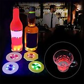 cheap Novelties-1/2/5pcs LED Coaster Flashing Creative Luminous Bottle LED Light Cup Sticker Mat Bar Club Party Supply Coaster Decor