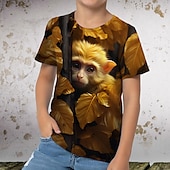 tanie 3D zwierzęta dla chłopca-Dla chłopców 3D Graficzny Zwierzę Kreskówki Podkoszulek T-shirt Krótki rękaw Druk 3D Lato Wiosna Aktywny Sport Moda Dzieci 3-12 lat Na zewnątrz Codzienny Regularny