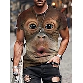 お買い得  アニマルプリントTシャツ-男性用 グラフィック 動物 ライオン Tシャツ 半袖 Tシャツ 3Dプリント クルーネック シャツ ヴィンテージ ファッション デザイナー アウトドア 日常 スポーツ ブラック イエロー ルビーレッド 春夏 衣類 S M L XL 2XL 3XL