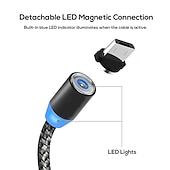 cheap Cell Phone Cables-2023 magnetic USB cable LED magnetic charging cable suitable for iPhone micro USB C type fast charging magnet charger mobile phone cable
