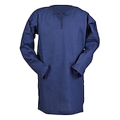 billiga Blast-Medeltida kostymer Renässans 1600-talet Blus / Skjorta Tunika Pirat Krigare Viking Solid färg Pojkar Viking fantasi Halloween Karnival Maskerad Maskerad Renässansmässan LARP Skjorta Alla årstider