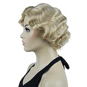 economico Parrucche storiche-Parrucca Vintage Festa Cosplay Leggera Butterscotch Capelli Corti Ondulati Flapper Accessorio Parrucca Halloween