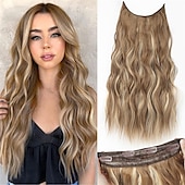 baratos Clip nas extensões-Extensões Sintéticas Clipes Cabelo Sintético Longo Alongamento Com Presilha 1pç Macio Resistente ao Calor Fofo Mulheres