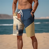 cheap Men&#039;s 3D Sweat Shorts-Men&#039;s Color Block Patchwork Graphic Prints Sweat Shorts Beach Shorts Terry Shorts Mid Waist Casual Athleisure Daily Holiday Streetwear Drawstring Elastic Waist 3D Print Designer Clothing Apparel