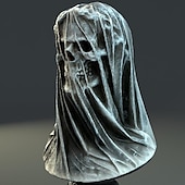 cheap Halloween Hanging &amp; Tabletop Decorations-Halloween Veil Reaper Skull Home Decoration Interior Art Desktop Decoration Halloween Resin Crafts Halloween Skeleton Decoration