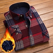 cheap Men&#039;s Non Iron Shirts-Men&#039;s Dress Shirt Plaid Shirt Collared Shirt Button Up Shirt Flannel Jacket Tartan Wedding Outdoor Red Blue Blue-White Coffee Long Sleeve Turndown Fall Winter Clothing Apparel