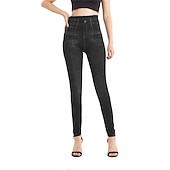  Damen Jeans Hosen Hose Jeggings Gemütliche Leggings Mode Streetwear Volle Länge Hohe Taille Einfach Tasche Elastischer Bund Atmungsaktivität Außenbereich Bequem Mikroelastisch Täglich Urlaub Straße