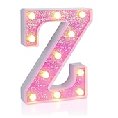 cheap Decorative Lights-LED Letter Lights Light Up Pink Letters Glitter Alphabet Letter Sign Battery Powered for Night Light Birthday Party Wedding Girls Gifts Home Bar Christmas Decoration Pink Letter