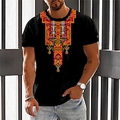 levne Vintage trička-Pánské Grafika Barevné bloky Argyle Tričko Krátký rukáv tričko 3D tisk Tričkový Košile Módní Designové Geleneksel Venkovní Denní Sport černá &amp; žlutá Černá Bílá Jaro léto Oblečení S M L XL 2XL 3XL