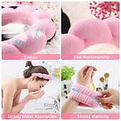 cheap Hair Styling Accessories-3PCS Headband Face Wash Wristband and Headband Set – Terry Cloth Skincare Bubble Headbands for Washing Face and Hands- Make up Headband and Wristband Set for Women and Girls